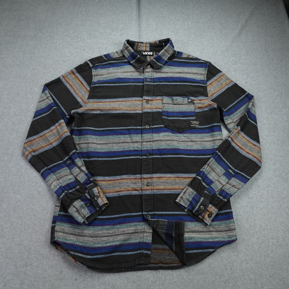 Vans Shirt Mens Large Multicolor Striped Button Up‎ Flannel Baja Skate